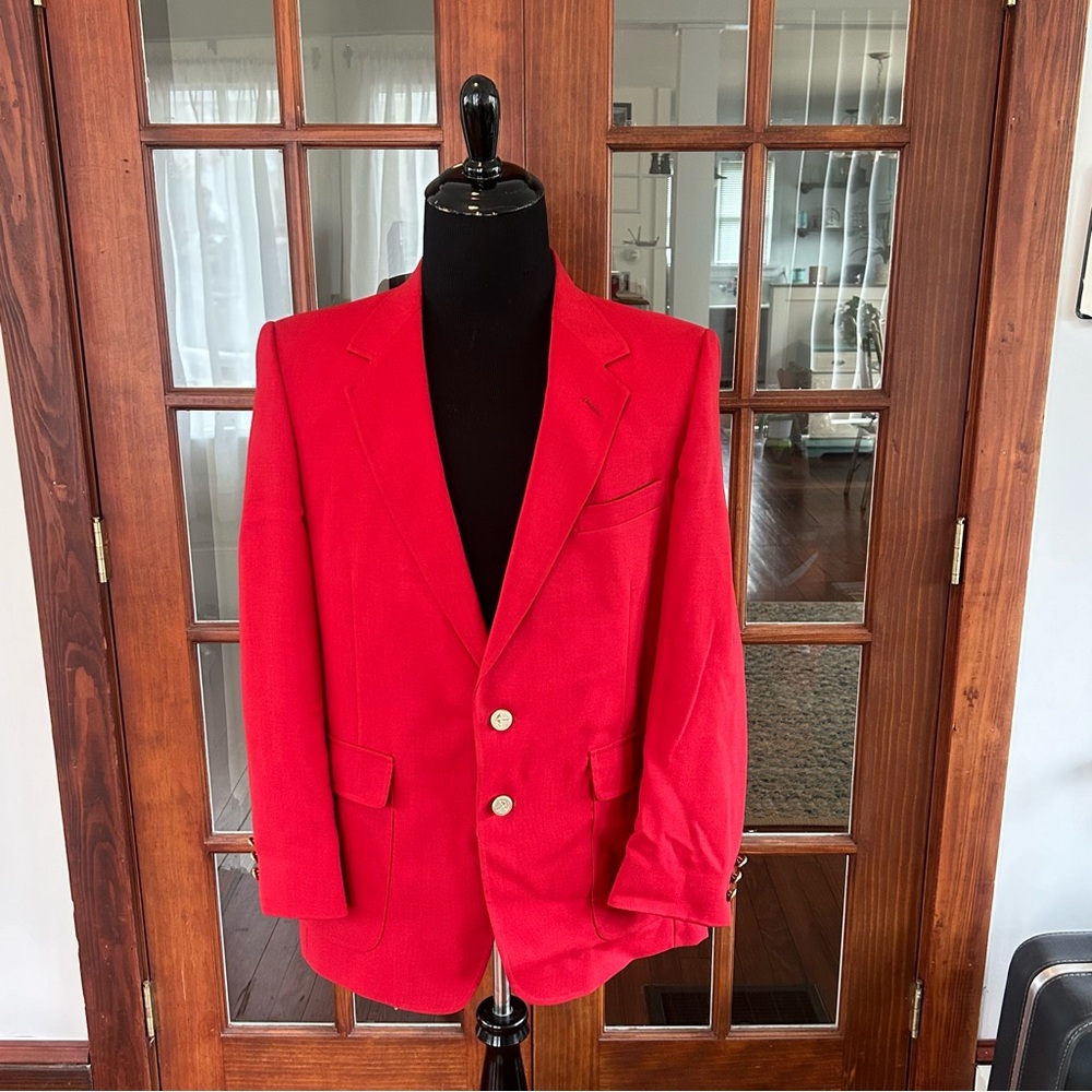 Vintage Polyester Blend 1970's 1980's Red Sport Coat Blazer Arnie